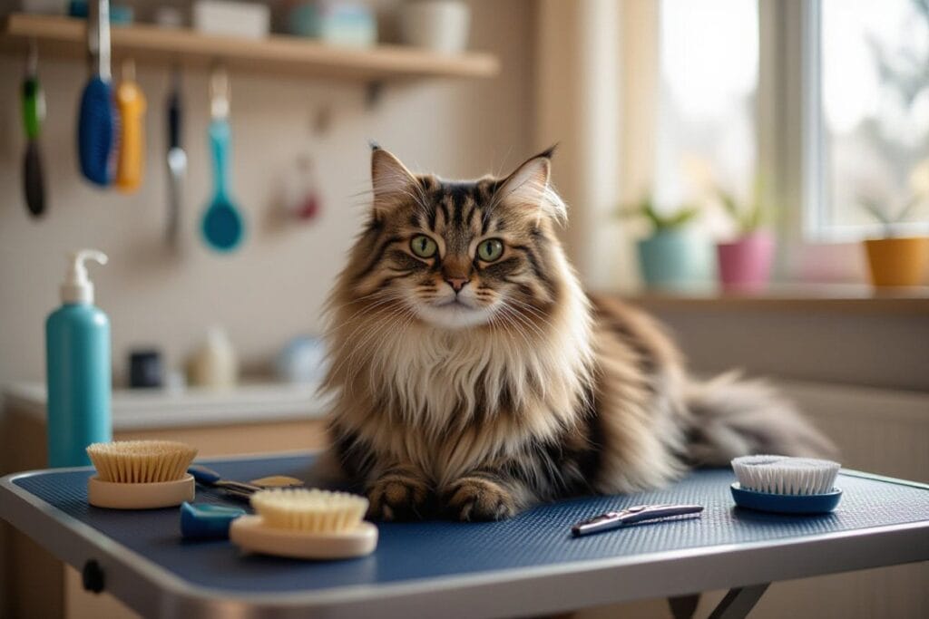 Image showcasing Cat Grooming at Home – Stress-Free Tips for a Calm Pet
